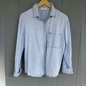 BELLA DAHL WOMENS LIGHT BLUE  Button down blouse size M